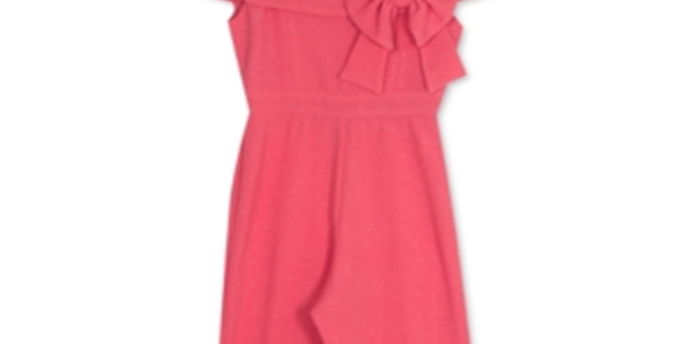 Rare Editions Big Girl's Cold Shoulder Bow Jumpsuit Coral Size14