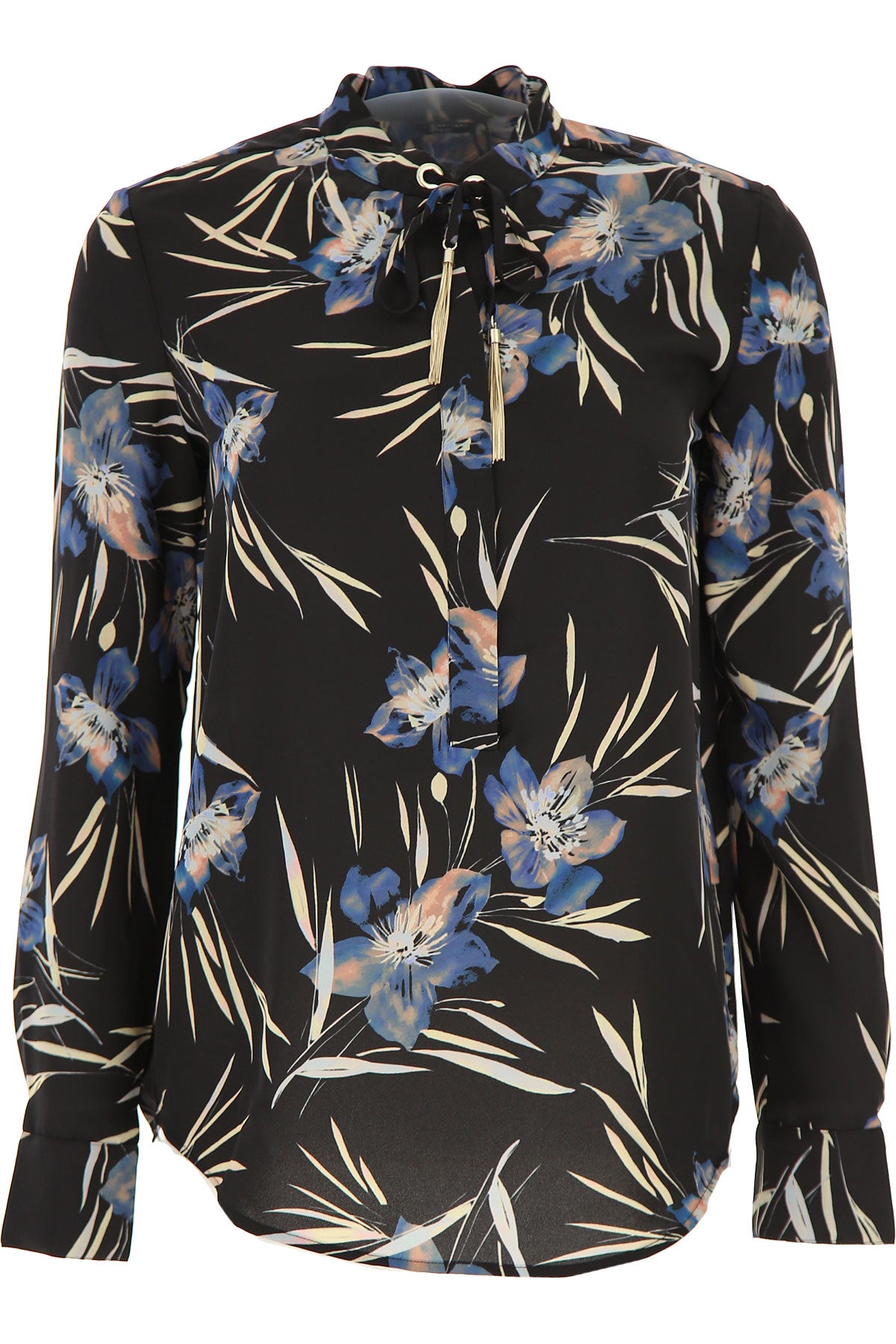 Guess Women's Marciano Floral Print Tie Top Black Size XS