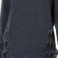 Hippie Rose Women's Lace-Up Tunic Sweatshirt Black Size Small
