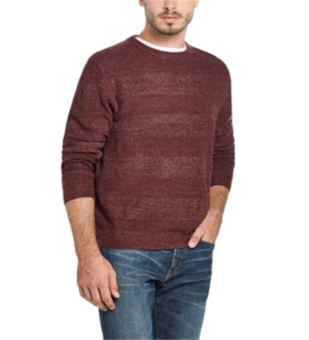 Weatherproof Vintage Men's Ribbed Trim Striped Crewneck Sweater Red Size Large