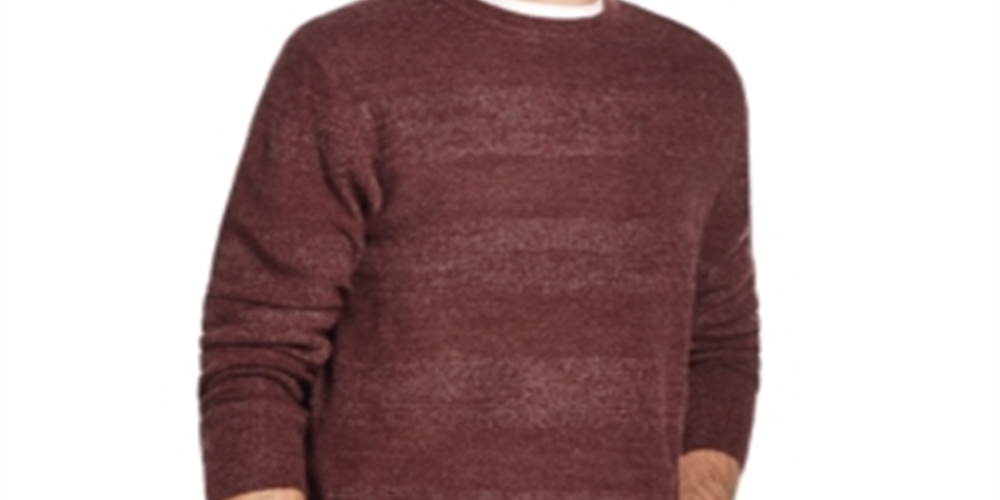 Weatherproof Vintage Men's Ribbed Trim Striped Crewneck Sweater Red Size Large
