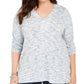 Style & Co Women's Plus Size Space Dye Sweater Knit Tunic Blue Size 3X