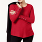 Alfani Women's Ribbed Snap Detail Sweater Red Size Petite Large