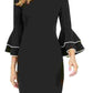 Calvin Klein Women's Embellished Bell Sleeve Sheath Dress Black Size 6