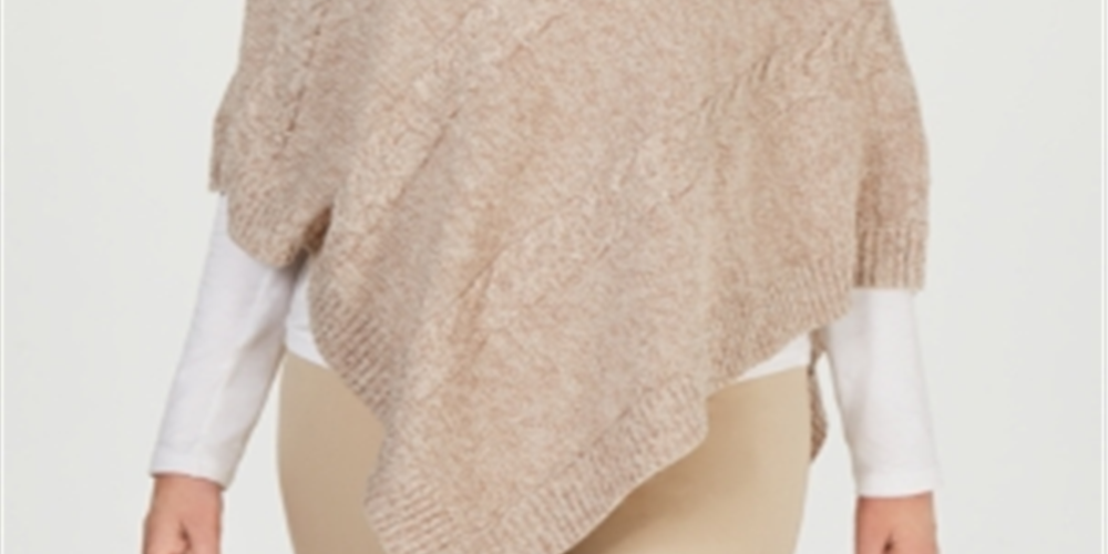 Karen Scott Women's Envelope Poncho Beige  Size S/M