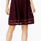 Calvin Klein Women's Illusion Trim Fit & Flare Dress Regular Purple Size 0 Petite