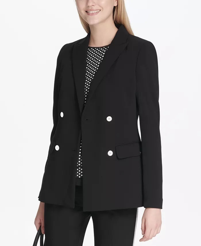Calvin Klein Women's Scuba Double Breasted Jacket Black Size 10
