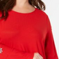 INC International Concepts Women's Embellished Sleeve Pullover Blouse Red Size 0X