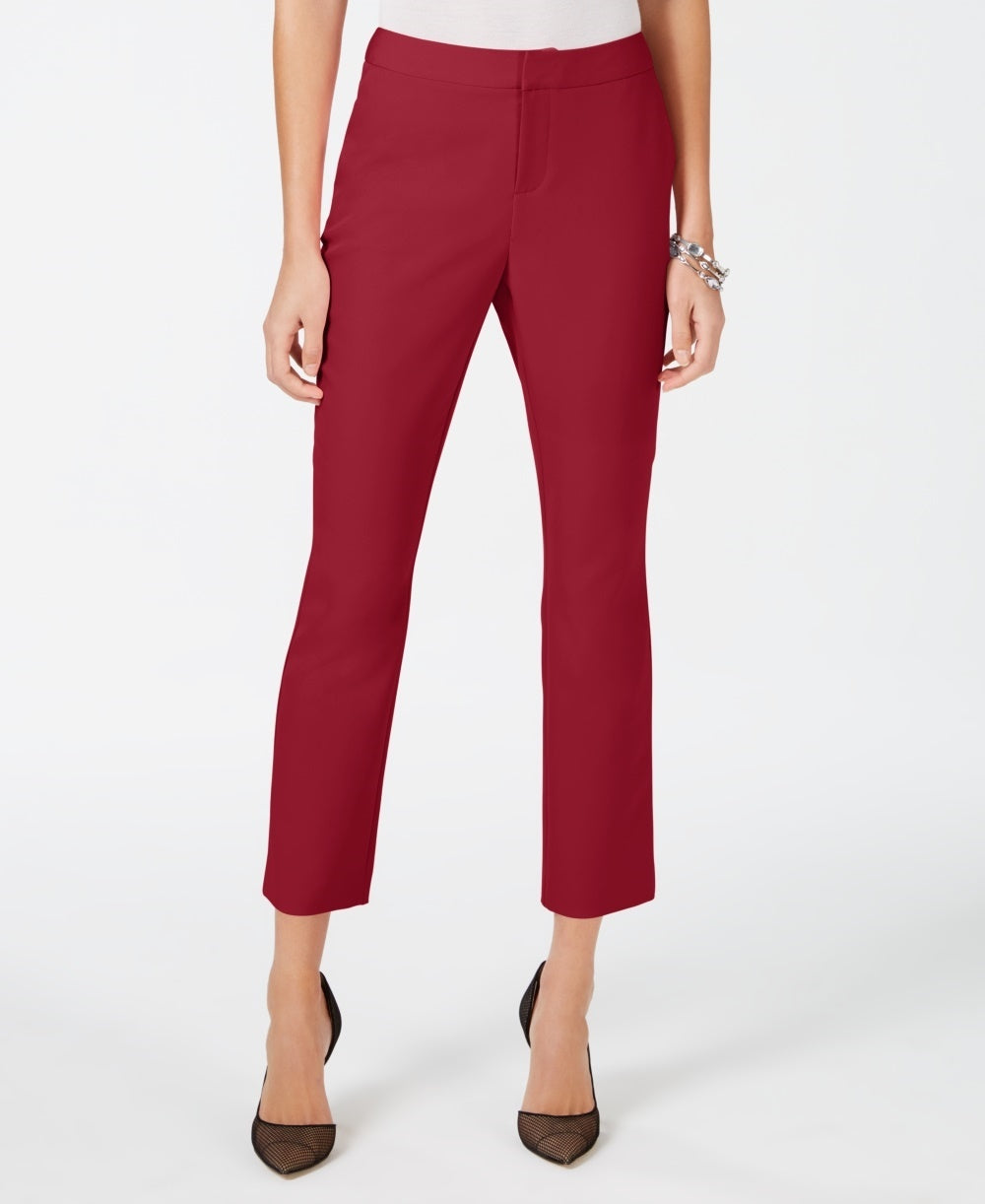 INC International Concepts Women's Cropped Straight Leg Pants Red Size 4