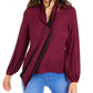 Thalia Sodi Women's V Neck Tie Top Purple Size Large
