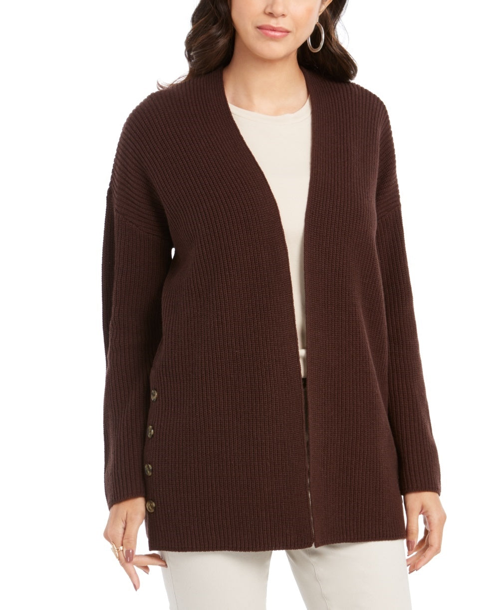 Style & Co Women's Button Side Oversized Cardigan Khaki Size Large