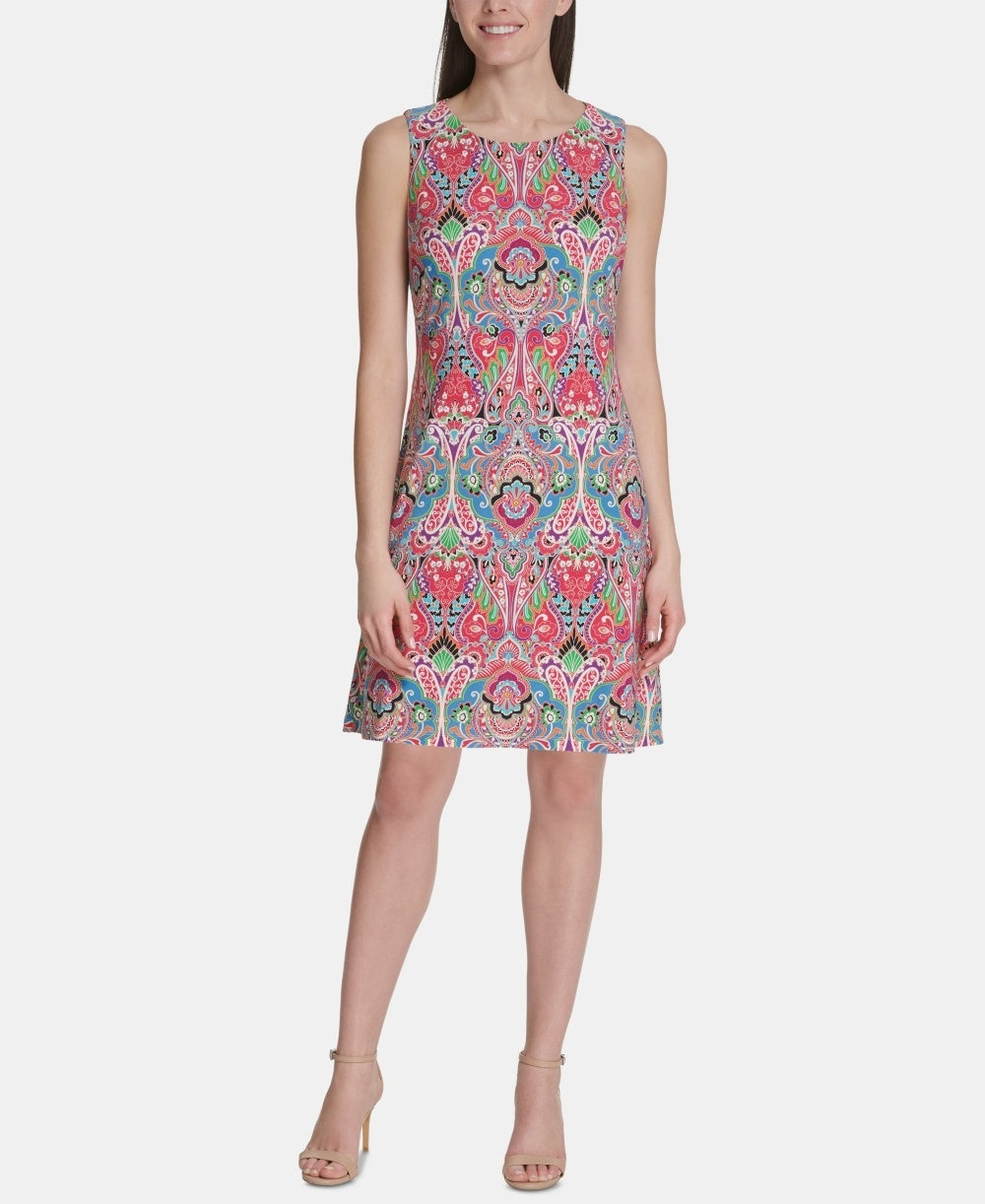 Tommy Hilfiger Women's Printed A Line Dress Red Size 14