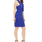 Trina Turk Women's Sleeveless Halter Short Ruffled Evening Dress Blue Size 8