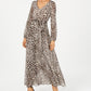 INC International Concepts Women's Animal Print Maxi Dress Brown Size 8