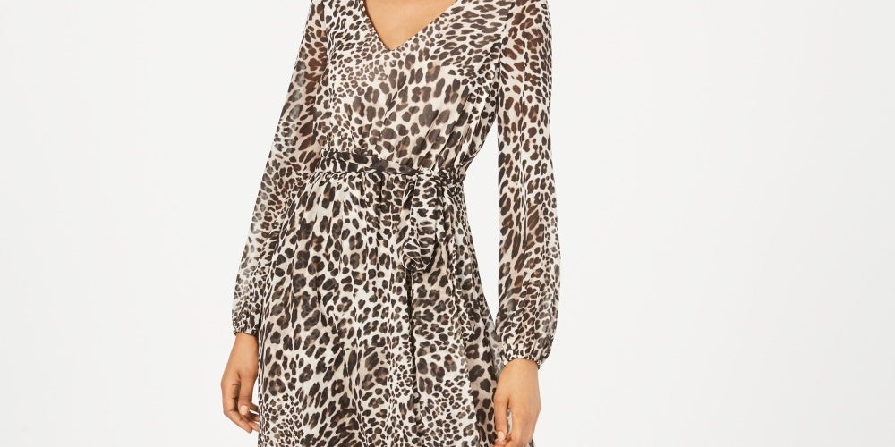 INC International Concepts Women's Animal Print Maxi Dress Brown Size 8