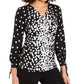 Alfani Women's V Neck Ruched Blouse Black Size X-Large