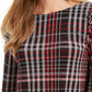 Charter Club Women's Plaid Contrast Trim Top Black Size X-Small