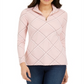 Charter Club Women's Printed Mock Neck Top Pink Size Petite S/M