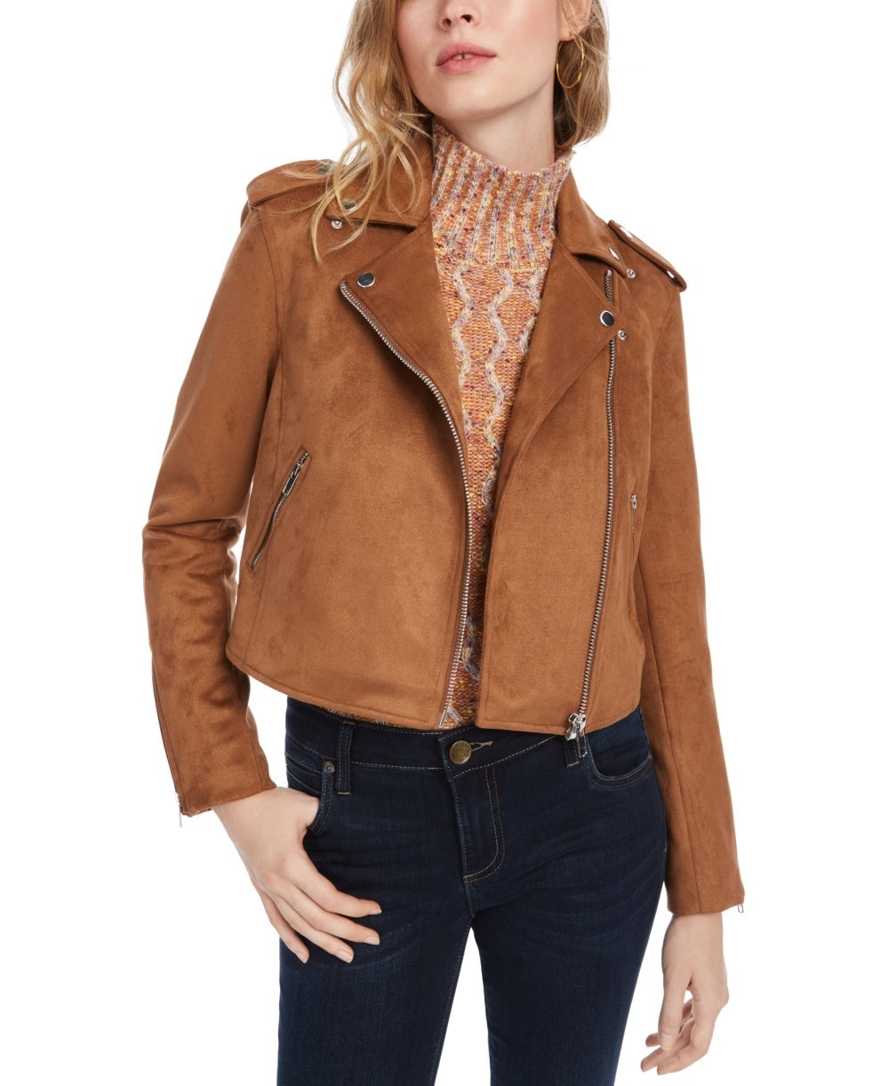 Kit & Sky Women's Faux Suede Jacket Brown Size Medium