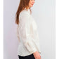 Charter Club Women's Cotton Blend Corduroy Long Sleeve Collared Button up Top White Size Petite Large