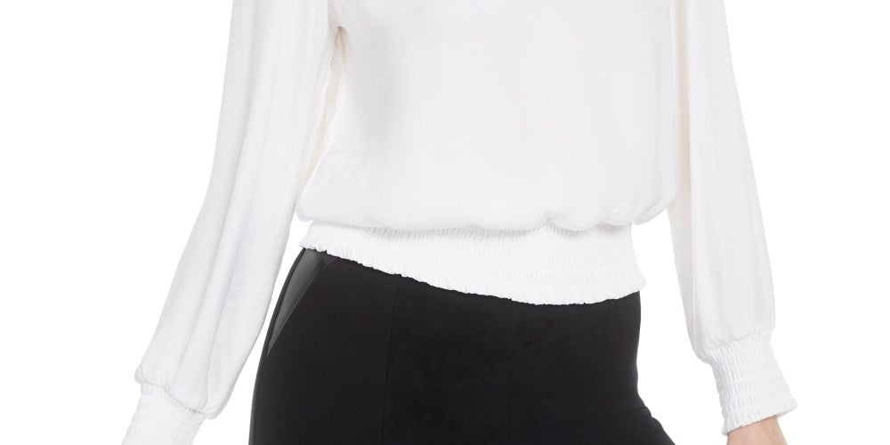 Bar III Women's Smocked Top White Size X-Small
