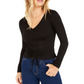 Bar III Women's Drawstring Ruched Top Black Size XXS