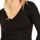 Bar III Women's Drawstring Ruched Top Black Size XXS