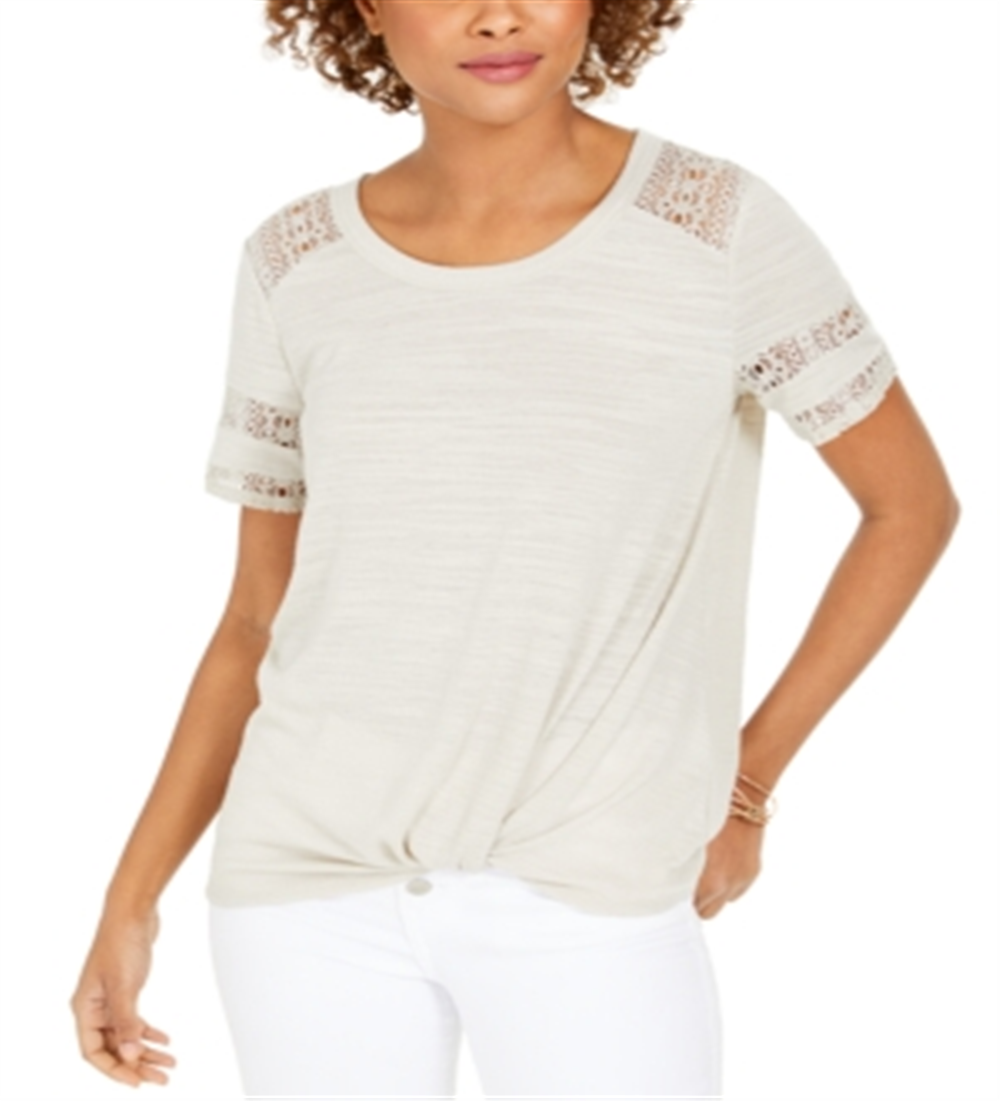 Style & Co Women's Lace Inset Top Gray Size XX-Large