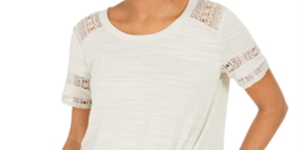 Style & Co Women's Lace Inset Top Gray Size XX-Large