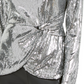 INC International Concepts Women's Twisted Sequined Top Silver Size X-Large