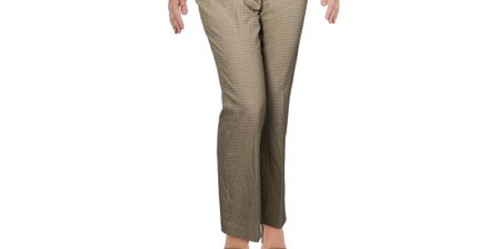 Anne Klein Women's Check Print Business Pant Suit Beige khaki Size 6