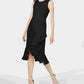 Calvin Klein Women's Sleeveless Ruffled Wrap-Hem Dress Black Size 14