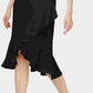 Calvin Klein Women's Sleeveless Ruffled Wrap-Hem Dress Black Size 14