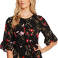 CeCe Women's Enchanted Wildflower Ruffle Fit & Flare Dress Black Size 6