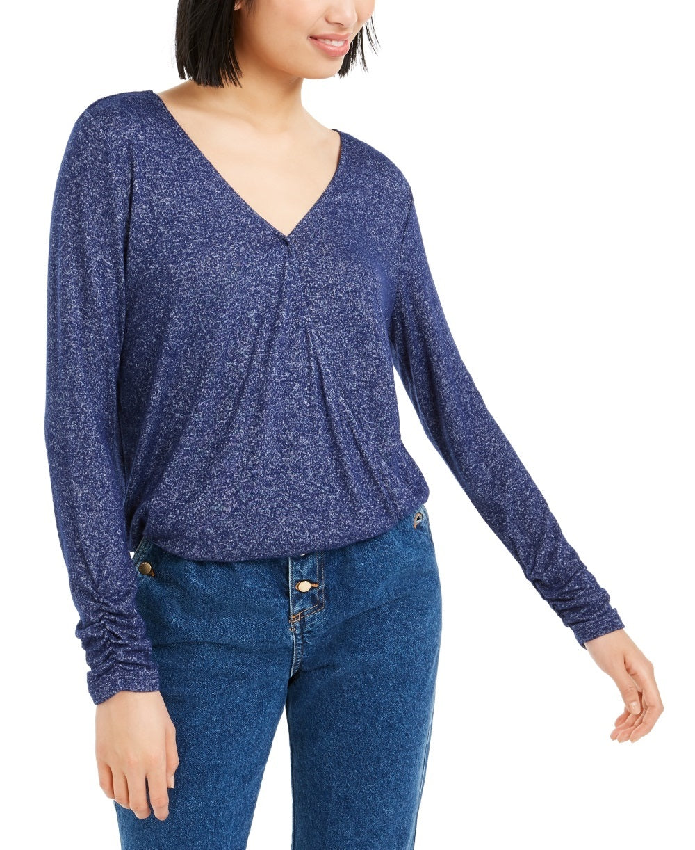 Bar III Women's Cutout Surplice Top Purple Size X-Small