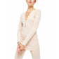 Free People Women's Beige Heather Long Sleeve V Neck Top Natural Size Medium
