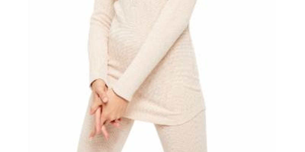 Free People Women's Beige Heather Long Sleeve V Neck Top Natural Size Medium