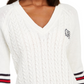 Tommy Hilfiger Women's Varsity Stripe Cable-Knit Sweater White Size Medium