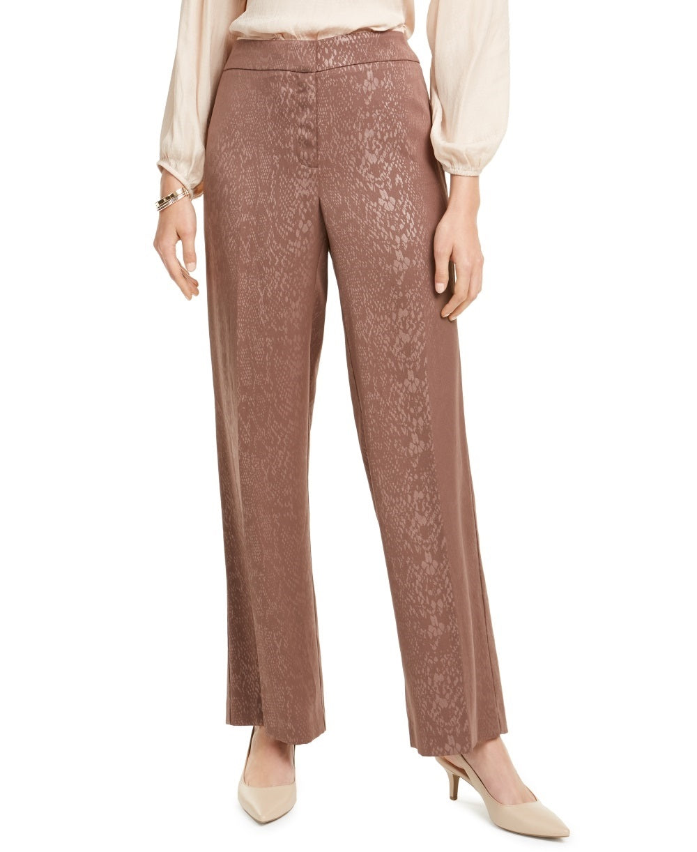 Alfani Women's Snake-Embossed Wide-Leg Pants  Brown Size 12 Petite
