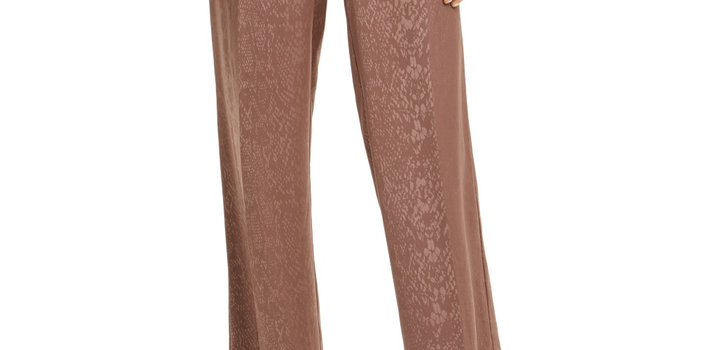 Alfani Women's Snake-Embossed Wide-Leg Pants  Brown Size 12 Petite