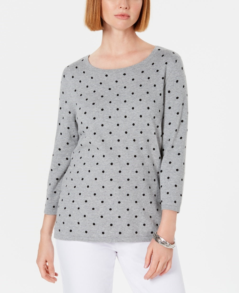 Karen Scott Women's Dot Dream Sweater Gray Size Small