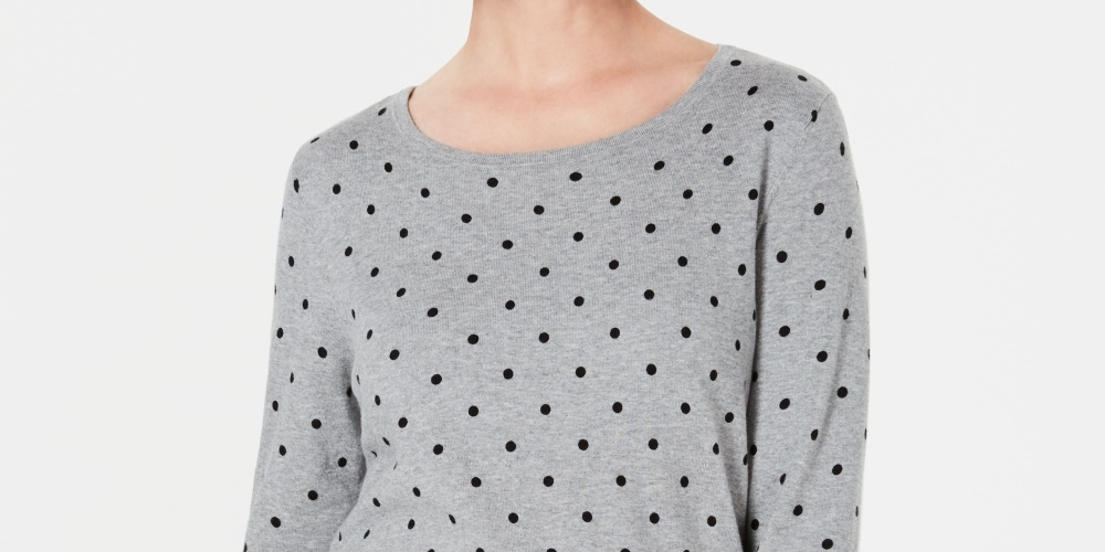 Karen Scott Women's Dot Dream Sweater Gray Size Small