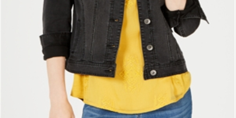 Style & Co Women's Denim Jacket Black Size -Petite L