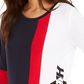 Tommy Hilfiger Women's Colorblocked Logo-Print T-Shirt Blue Size Large