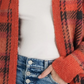 Lucky Brand Women's Plaid Open Front Cardigan Sweater Medium Red Size Medium