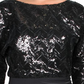 Ralph Lauren Women's Perina Sequined Blouson Evening Dress Black Size 12