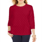 Karen Scott Women's Textured Dot Sweatshirt Red Size Petite S