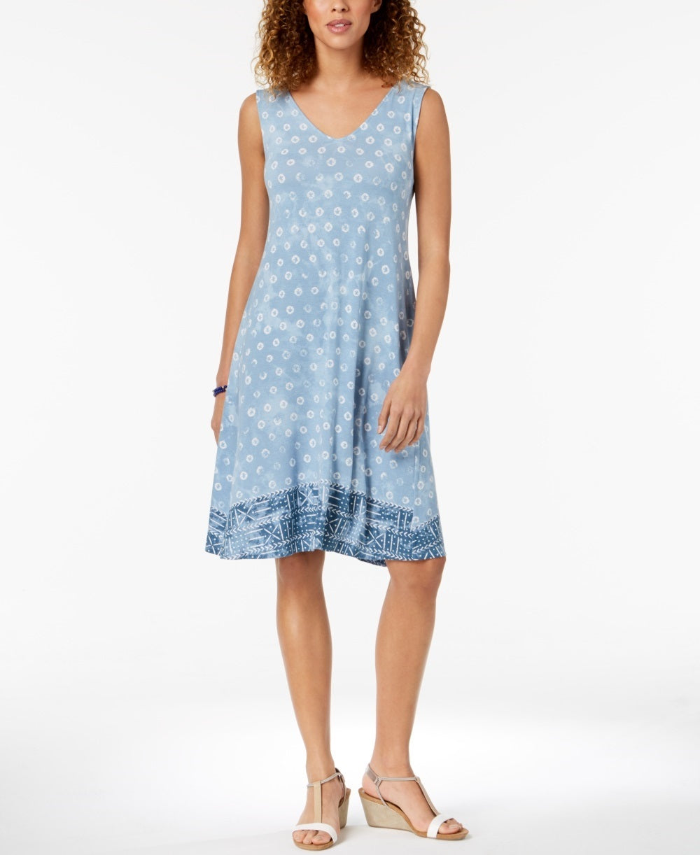 Style & Co Women's Cross-Back Dress Blue Size Medium