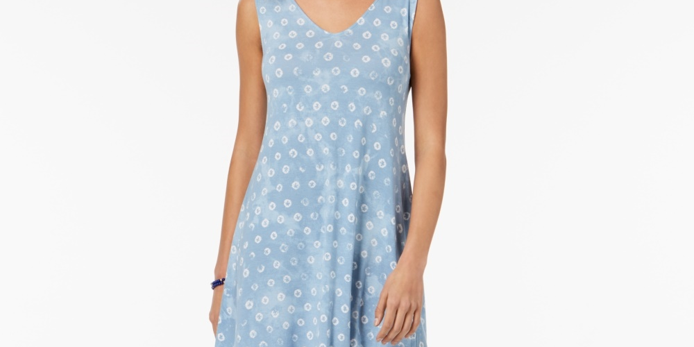 Style & Co Women's Cross-Back Dress Blue Size Medium