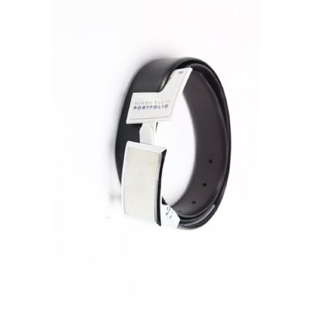 Perry Ellis Men's Dress Belt Shiny Reversible Leather Black Size 36 REG